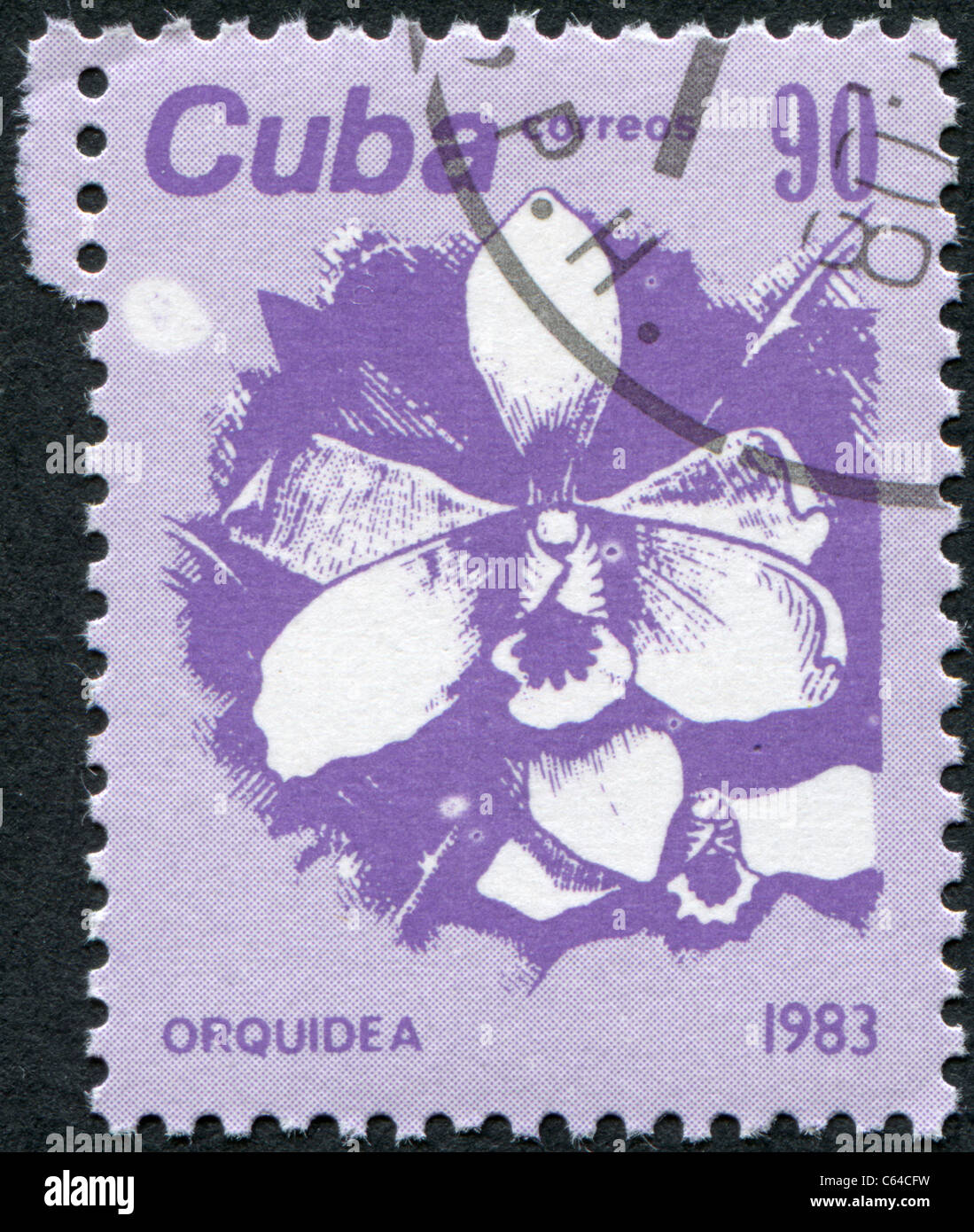 Kuba - 1983: Eine Briefmarke gedruckt in Kuba, zeigt eine Blume Orchidee Stockfoto