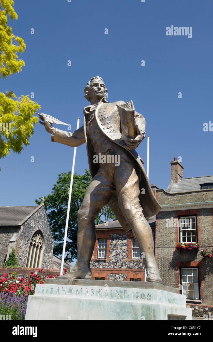 Statue von Thomas Paine Thetford Norfolk Stockfoto