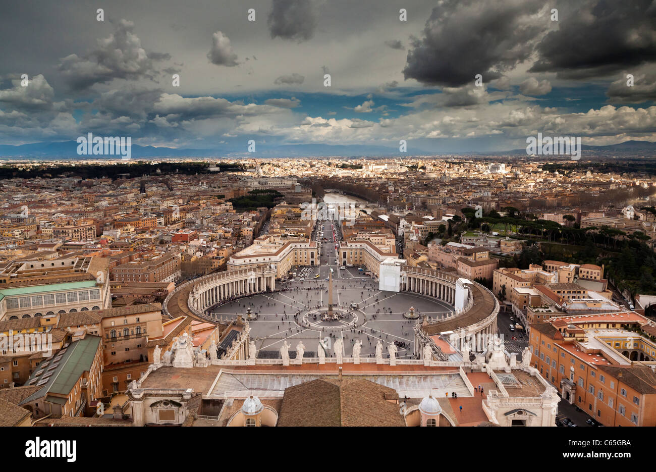 Landschaft-Blick über Rom von der Spitze des St Peters, Vatikanstadt. Stockfoto