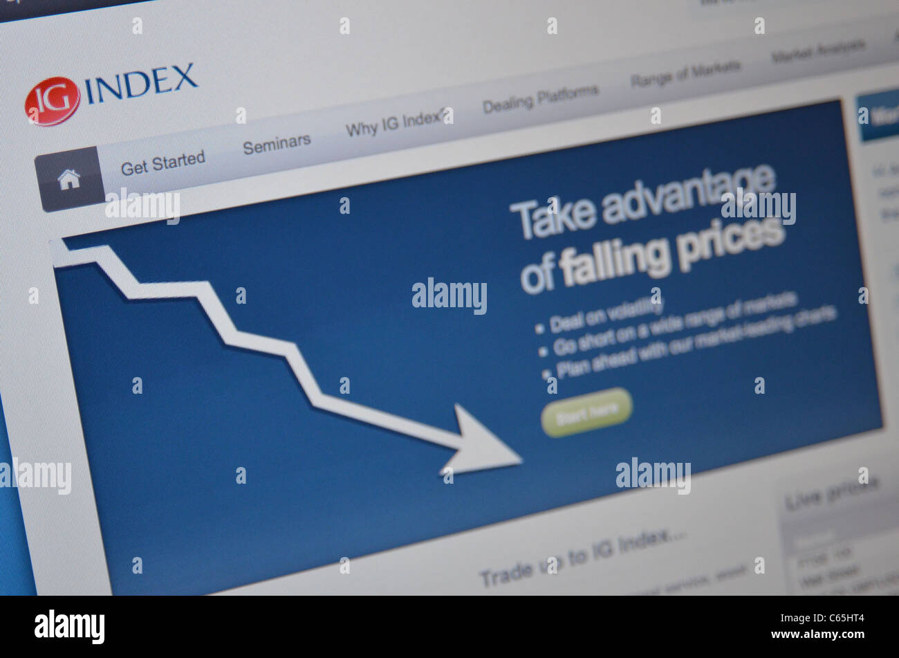IG Index verbreiten Sportwetten trading-Plattform online Stockfoto