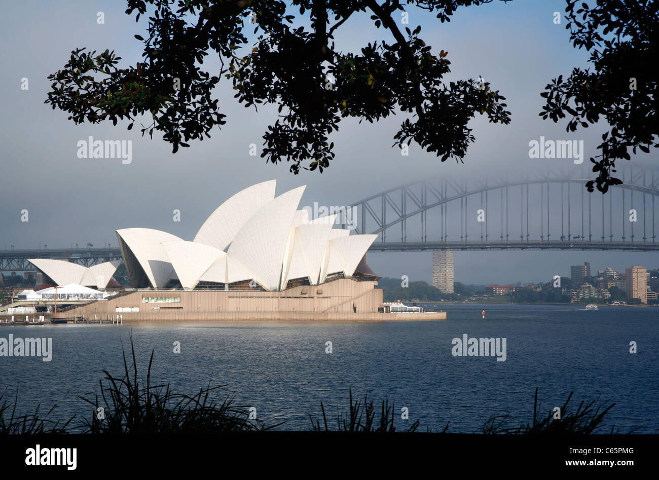 Sydney Opera House und Harbour Bridge, am frühen Morgen Stockfoto