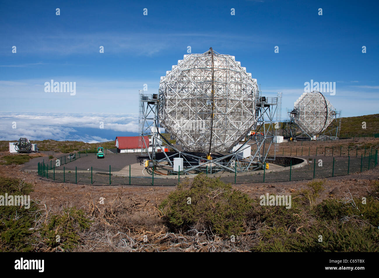 Spiegelteleskop an Astronomischen Observatorium Roque de Los Muchachos, Parque Nacional de La Caldera de Taburiente, La Palma, Kanarische Inseln, Spanien Stockfoto