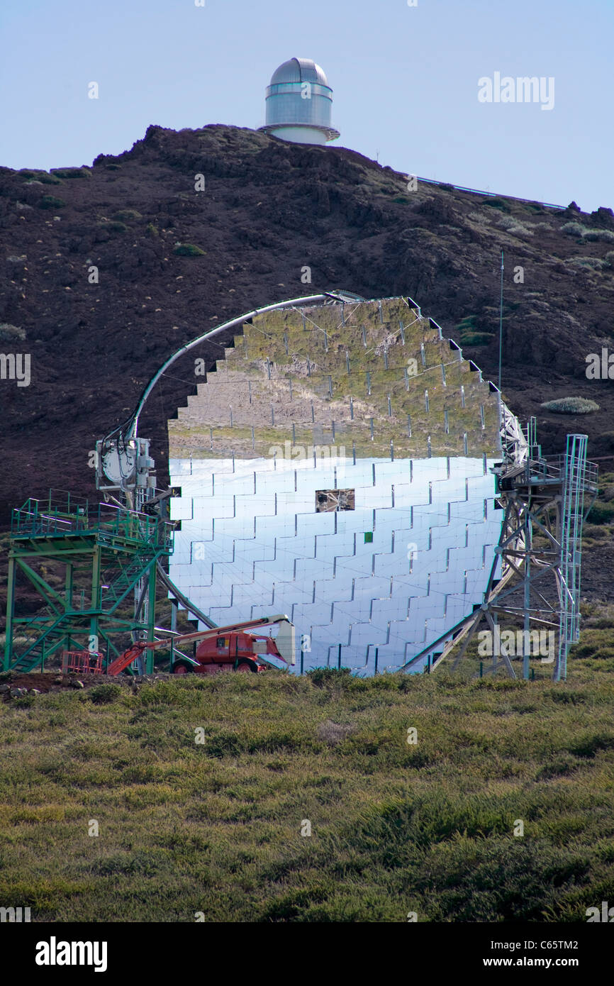 Spiegelteleskop an Astronomischen Observatorium Roque de Los Muchachos, Parque Nacional de La Caldera de Taburiente, La Palma, Kanarische Inseln, Spanien Stockfoto