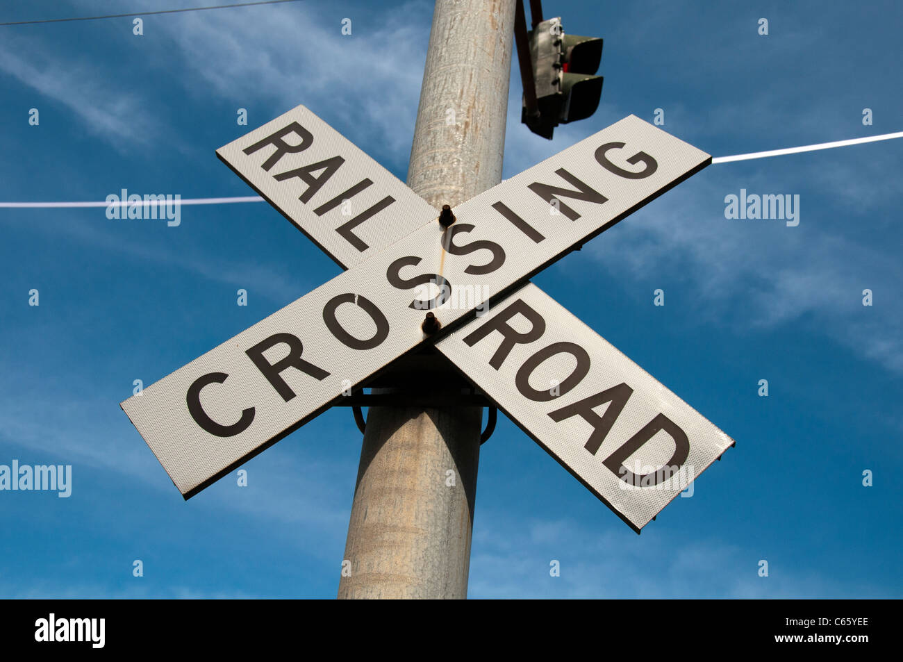 Rail Road Crossing Sign. Stockfoto