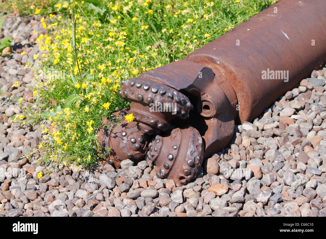 Rumpf – Rost – Mahoning Open Pit Eisenmine, Tricone Bit verwendet, um Löcher zu bohren Stockfoto