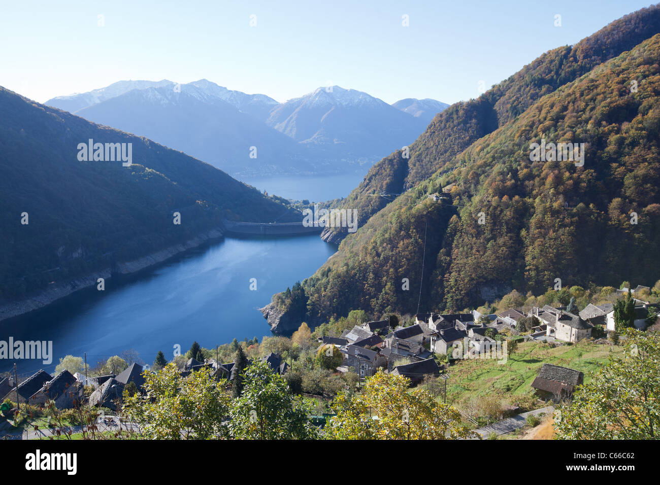 Verzascatal, Verzasca Staudamm, Tessin, Tessin, Schweiz Stockfoto