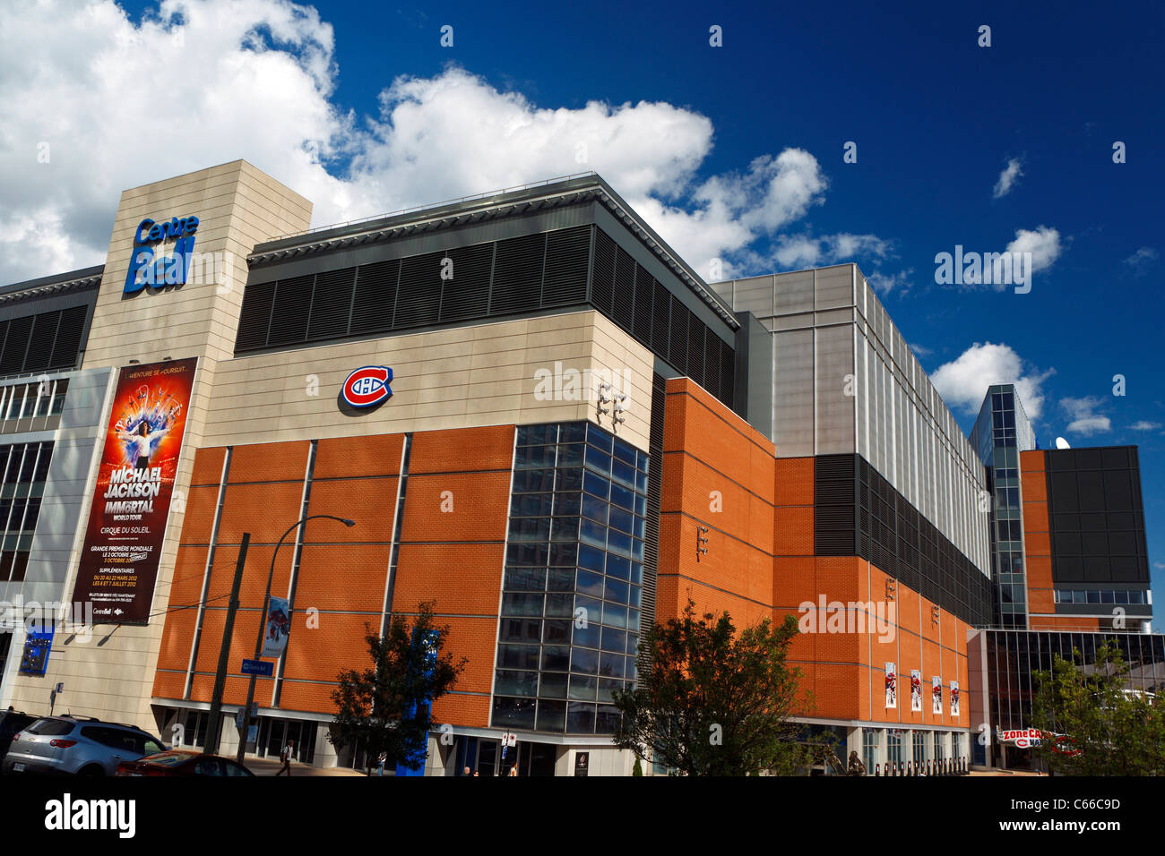 Außenseite des Bell Center, Heimat der Montreal Canadiens Hockey Team, Centre Ville, Innenstadt, Montreal, Quebec, Kanada Stockfoto