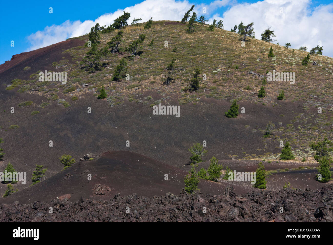 Zerklüftete Gelände im Krater des Moon Nationalmonument and Preserve in Idaho. Stockfoto