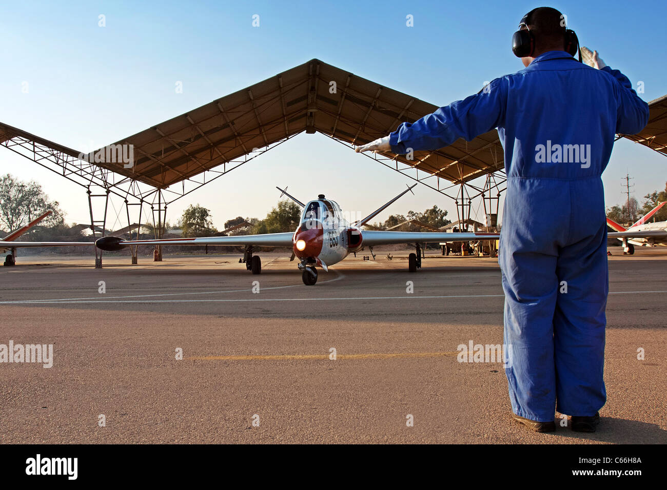 Israelische Luftwaffe (IAF) Fouga Magister CM-170 beim Start Stockfoto