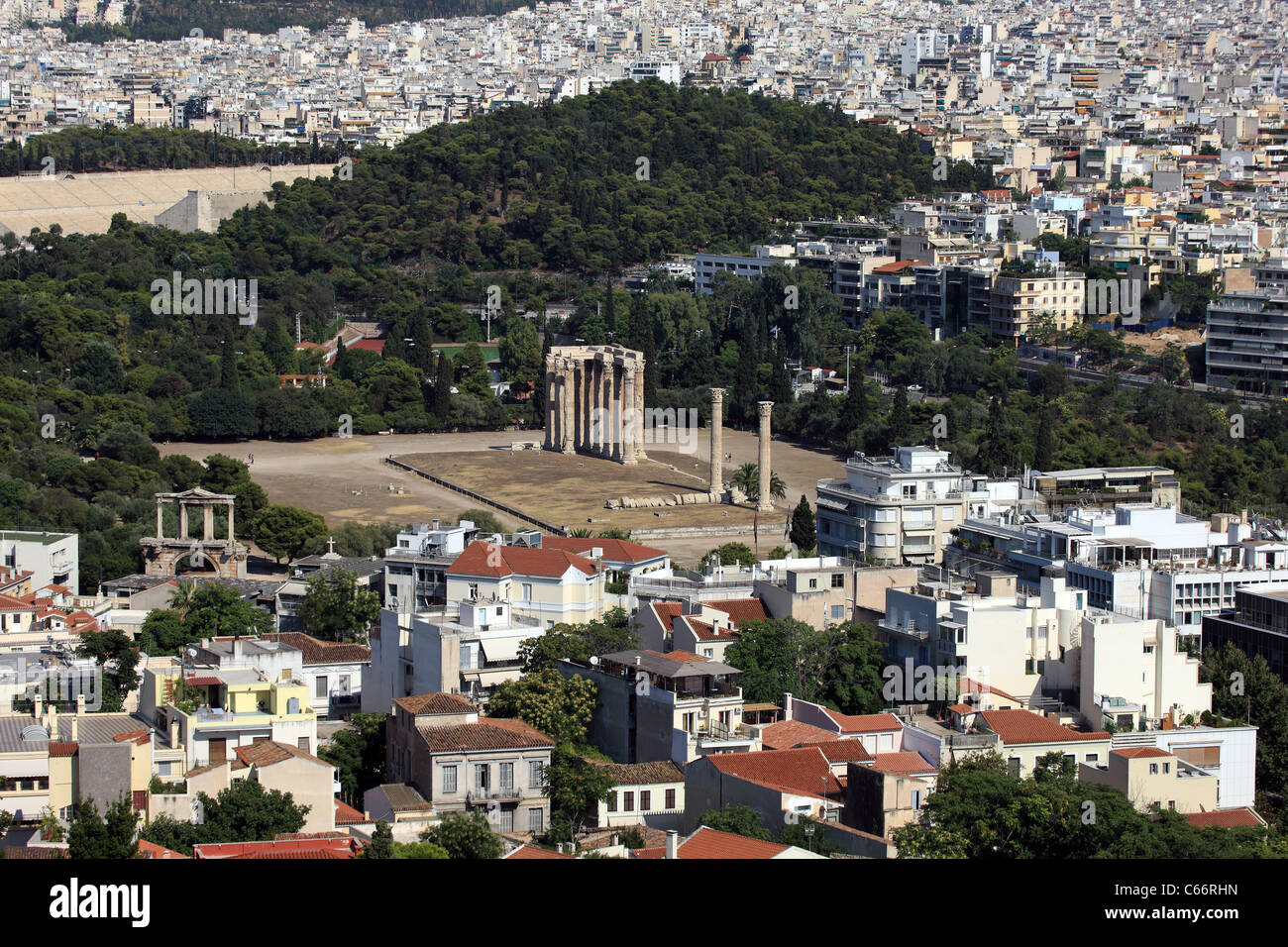 Athen Tempel des Olympischen Zeus in Griechenland Stockfoto