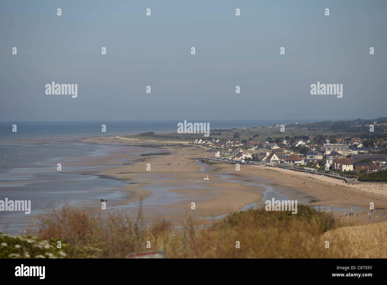 Umgebung mit Blick auf den berühmt-berüchtigten Omaha Beach, Normandie Stockfoto