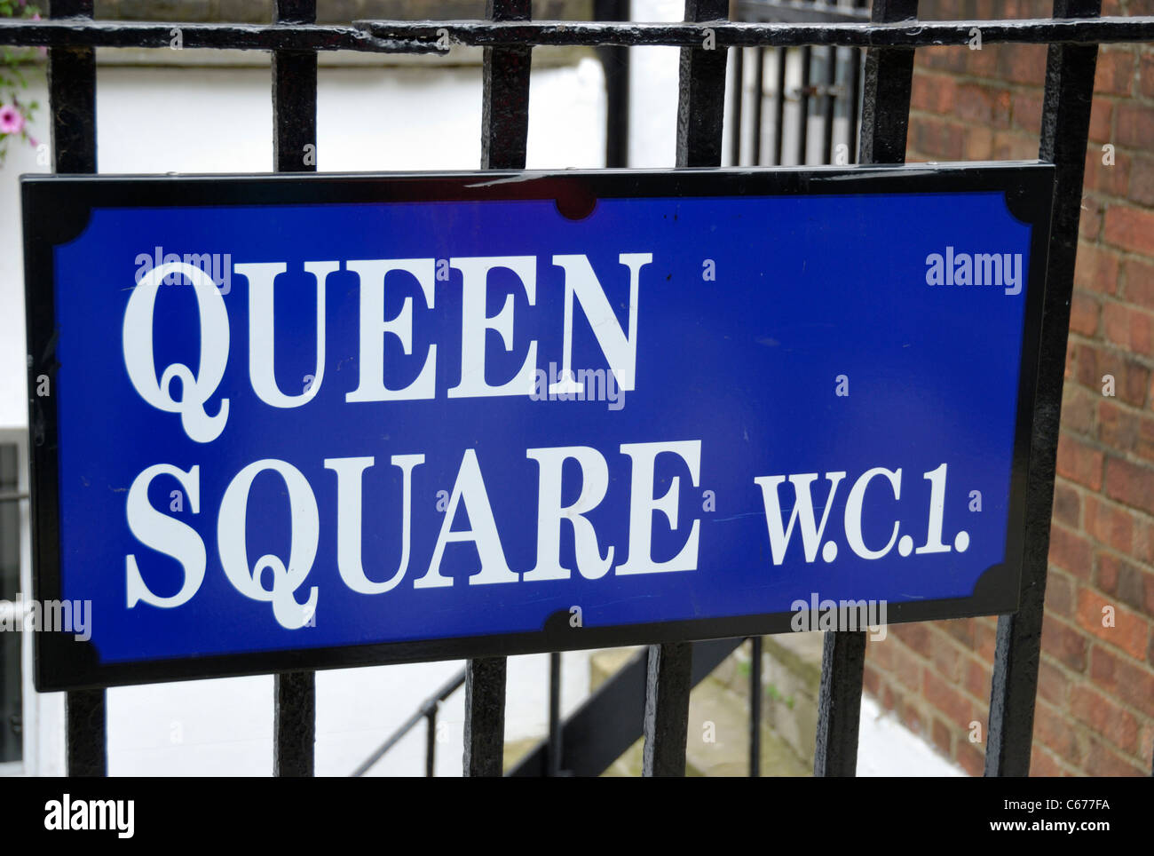Straßenschild Queen Square WC1 Street, London, England Stockfoto