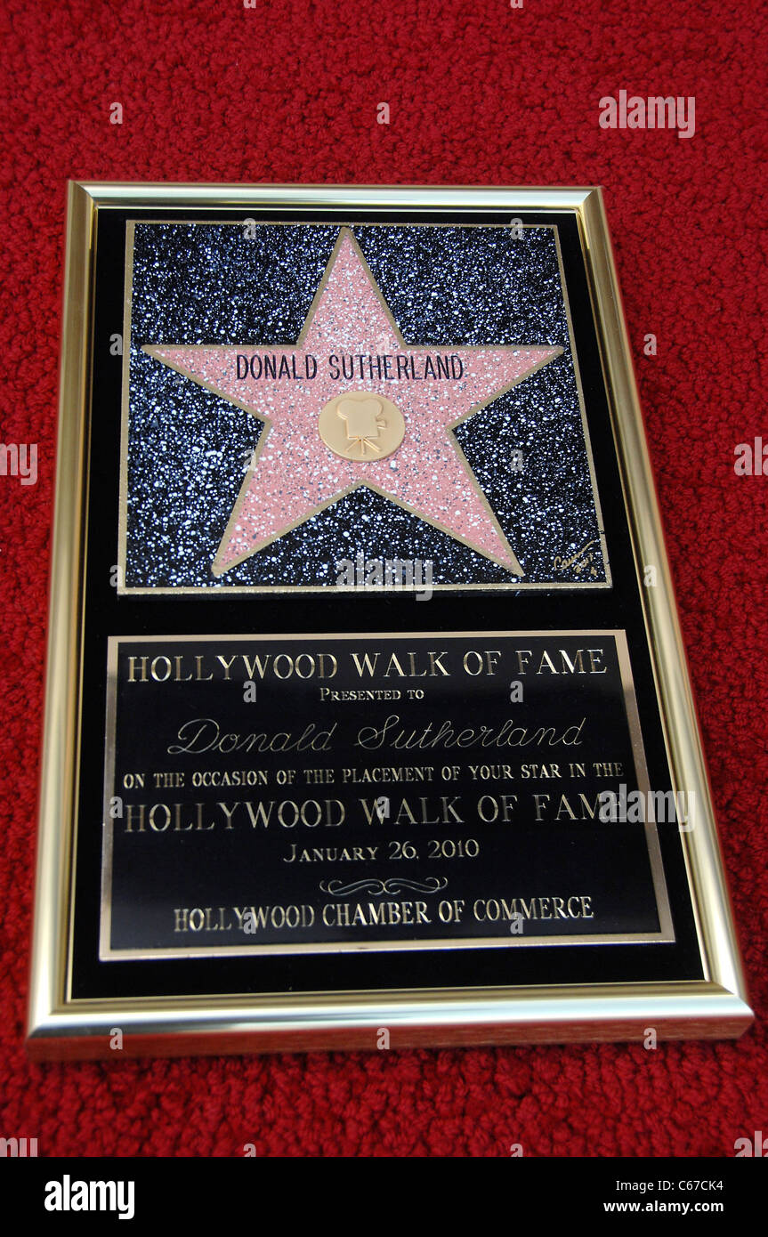 Donald Sutherland Sterne Replik auf die Induktion Zeremonie für Stern auf Hollywood Walk von Fame Zeremonie für Donald Sutherland, Stockfoto