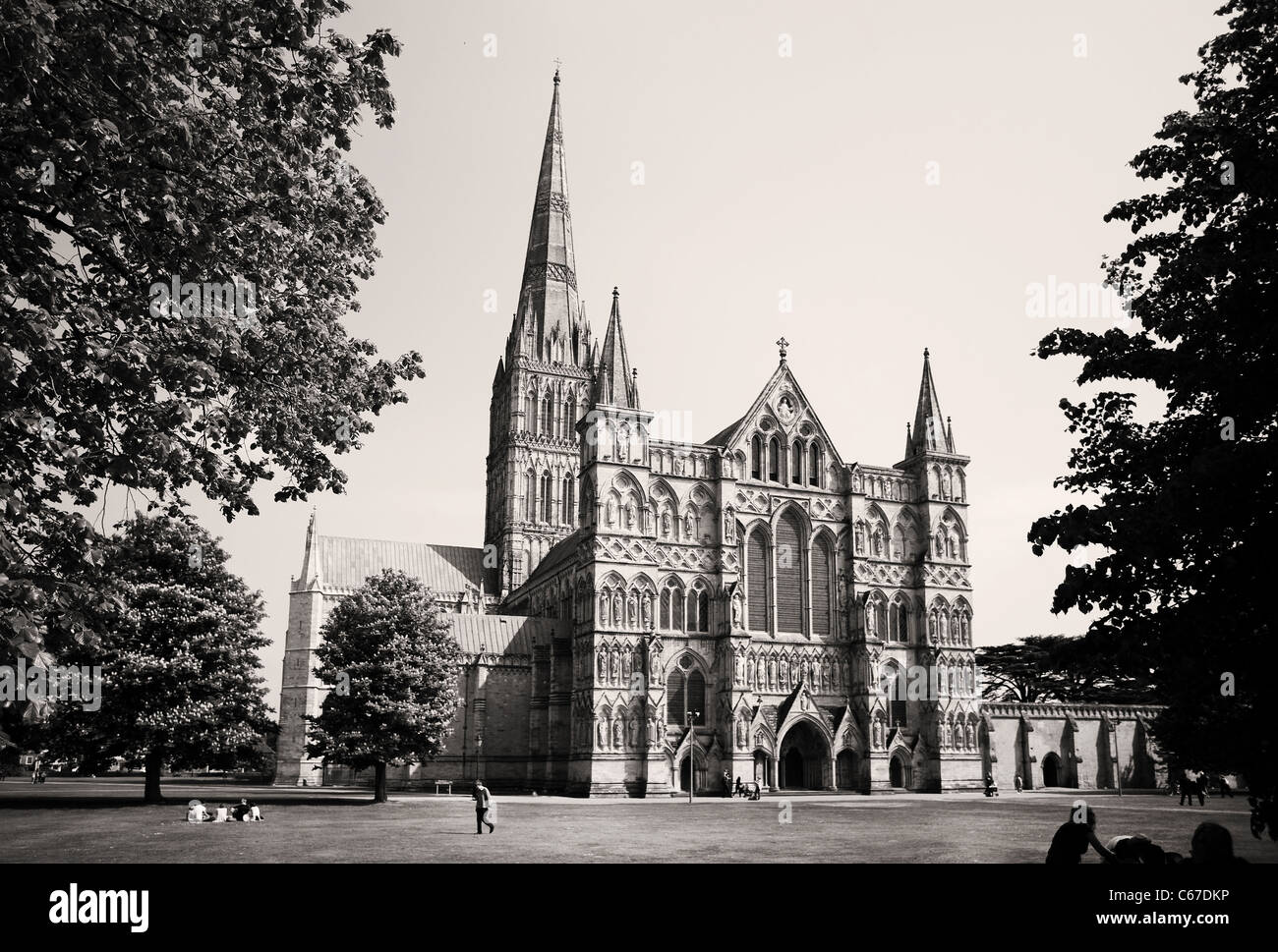 Blick auf die Kathedrale von Salisbury in England Stockfoto