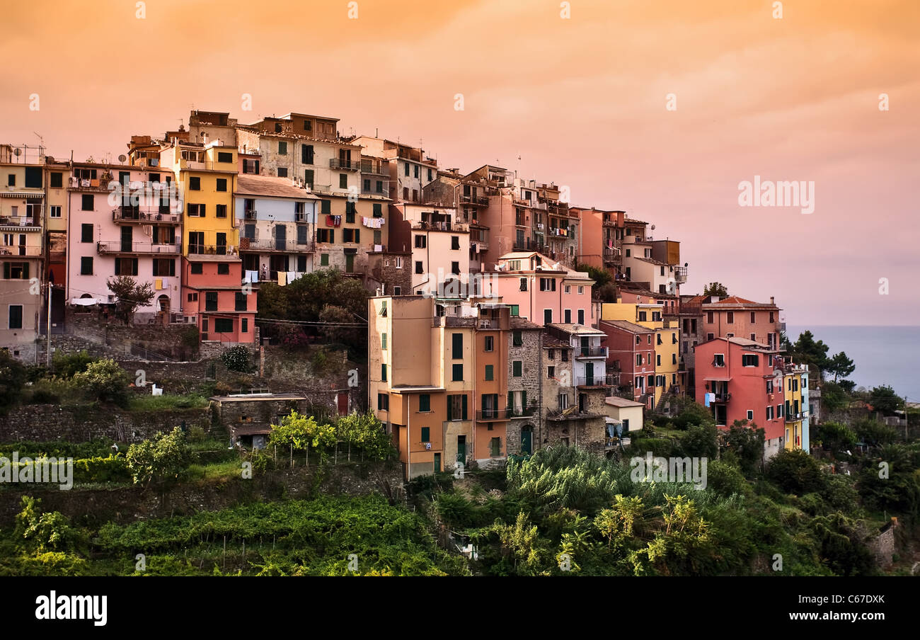 Corniglia Dorf. Cinque Terre, Italien. Stockfoto