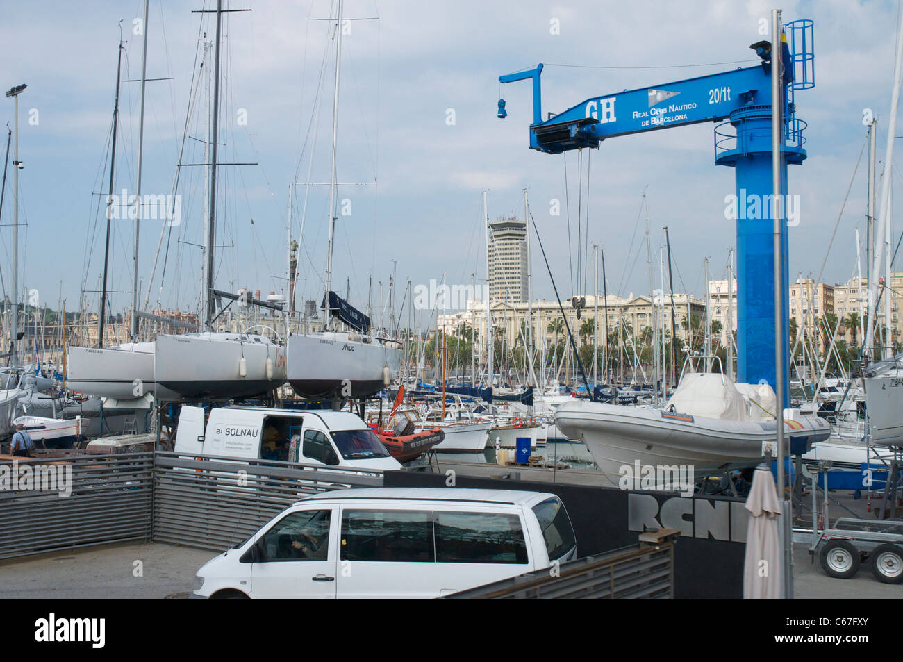 Port Vell und Marina in Barcelona Stockfoto