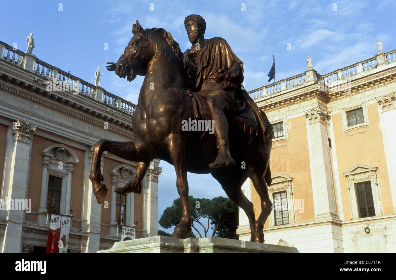 Marcus Aurelius, Kapitolinischen Hügel, Rom Stockfoto
