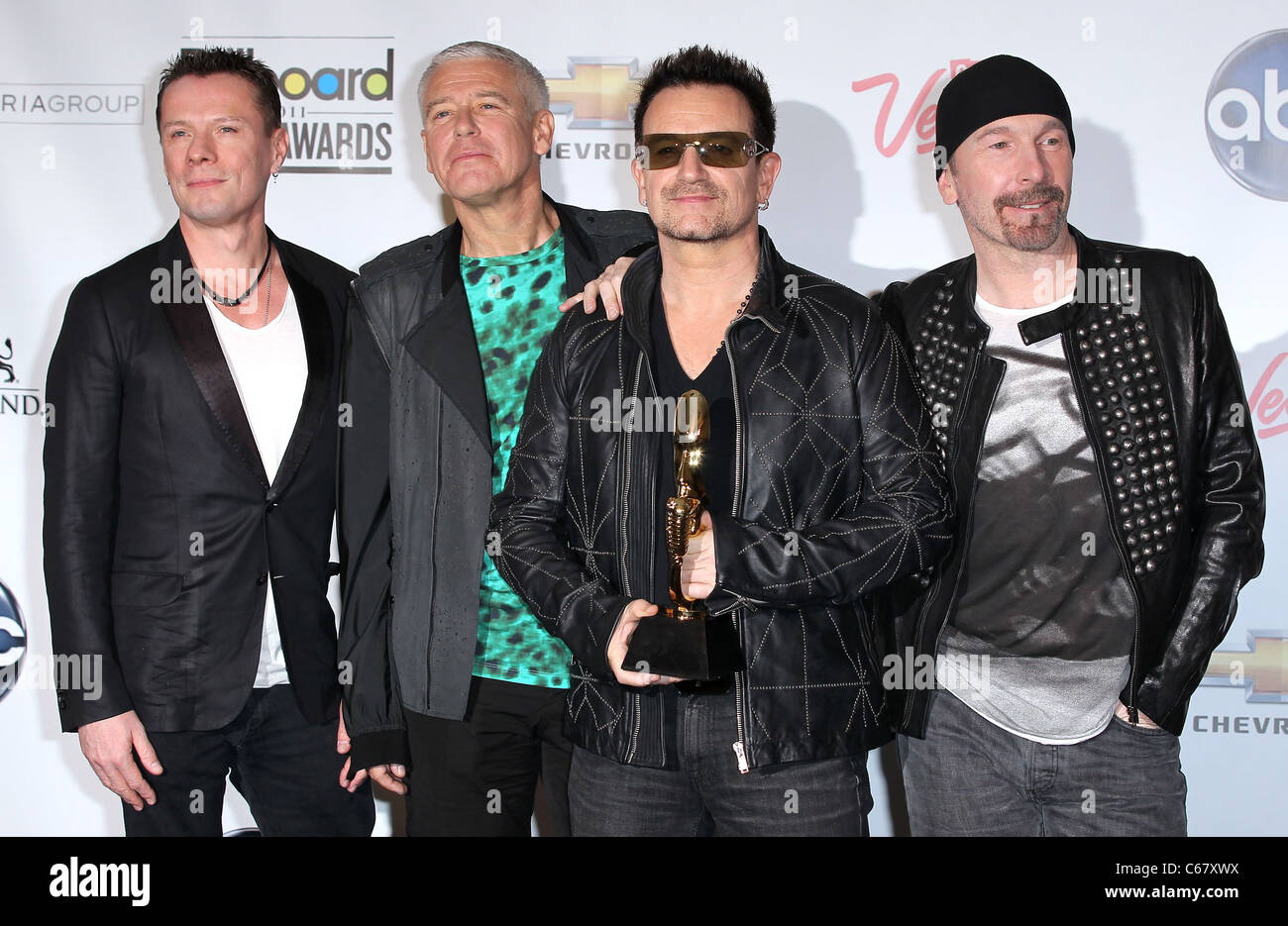 U2 im Presseraum für 2011 Billboard Music Awards - PRESS ROOM, MGM Grand Garden Arena, Las Vegas, NV 22. Mai 2011. Foto von: Stockfoto