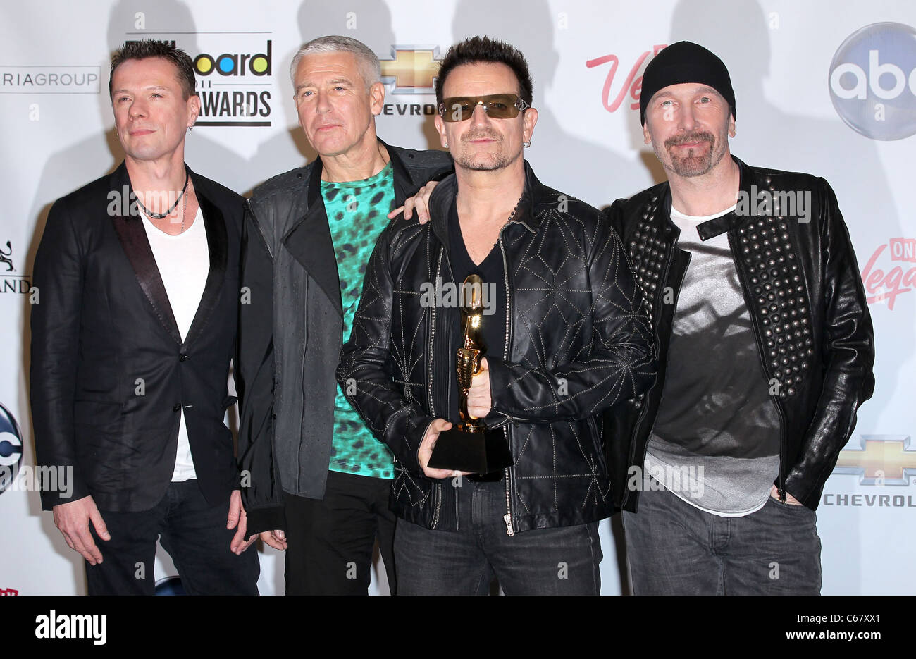 U2 im Presseraum für 2011 Billboard Music Awards - PRESS ROOM, MGM Grand Garden Arena, Las Vegas, NV 22. Mai 2011. Foto von: Stockfoto