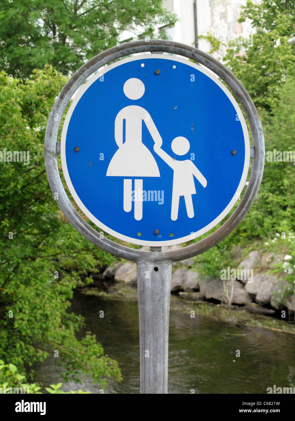 Fußgängerzone Wege Schild in Bad Wurzach, Deutschland Stockfoto