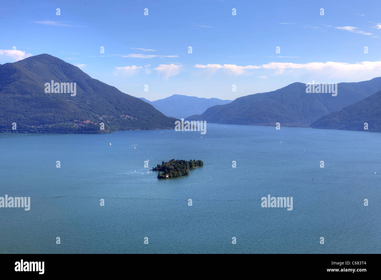 Blick auf die Isole di Brissago und dem Lago Maggiore Stockfoto