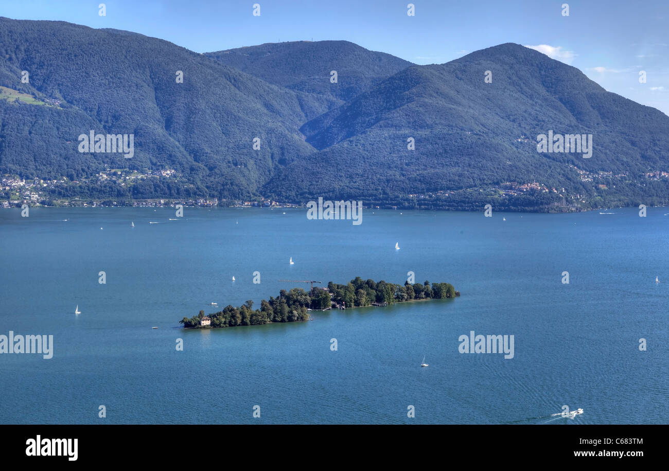 Blick auf die Isole di Brissago und dem Lago Maggiore Stockfoto