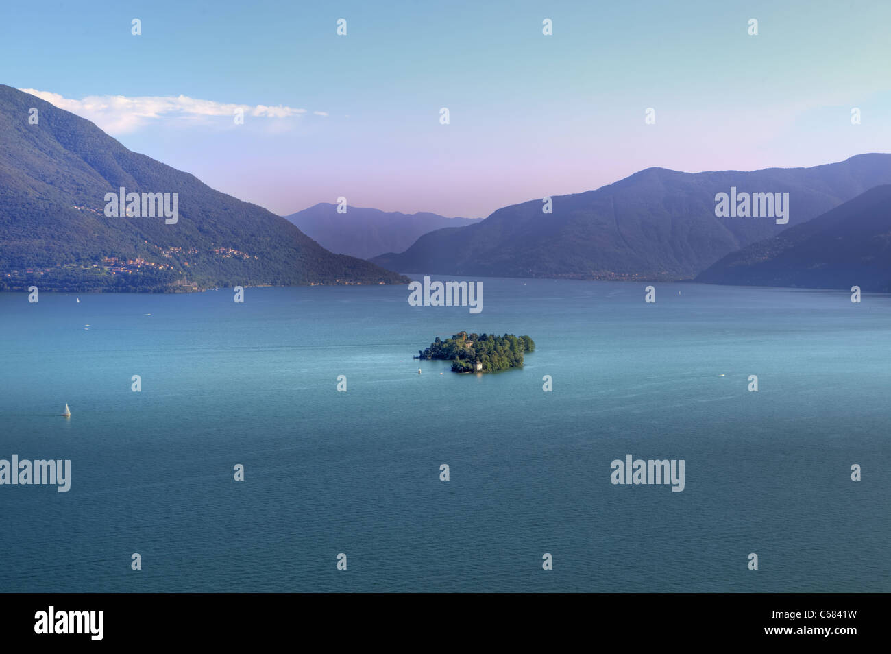 Blick auf die Isole di Brissago und dem Lago Maggiore Stockfoto