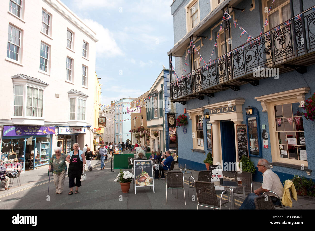 Tenby, ummauerte Stadt am Meer in Pembrokeshire, Carmarthen Bay, South West Wales. Foto: Jeff Gilbert Stockfoto