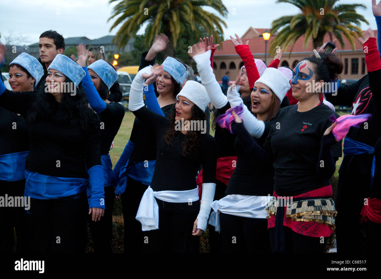Entertainer, Jubel auf der Rotorua-Worldcup-roadshow Stockfoto