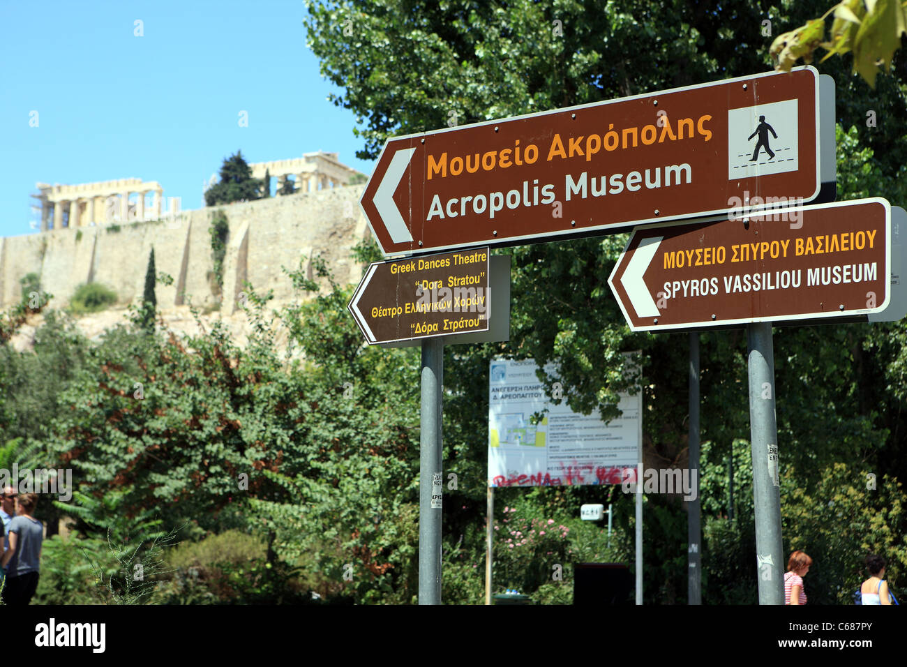 Akropolis-Museum Zeichen unterhalb der Akropolis in Athen Griechenland Stockfoto