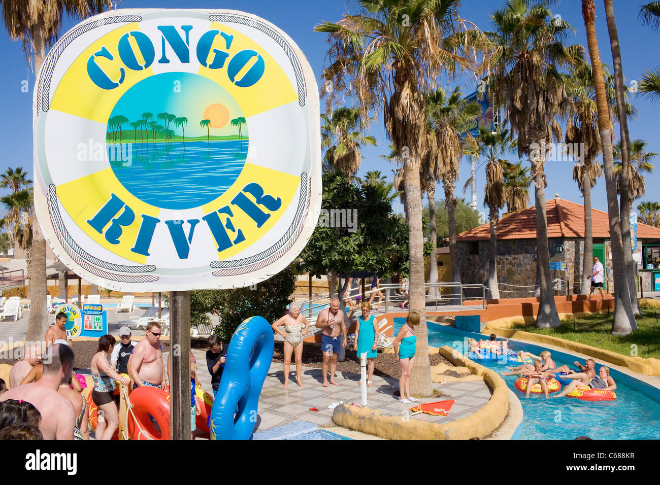 Kongo-Fluss im Wasserpark Aqualand in Teneriffa, Spanien. Stockfoto