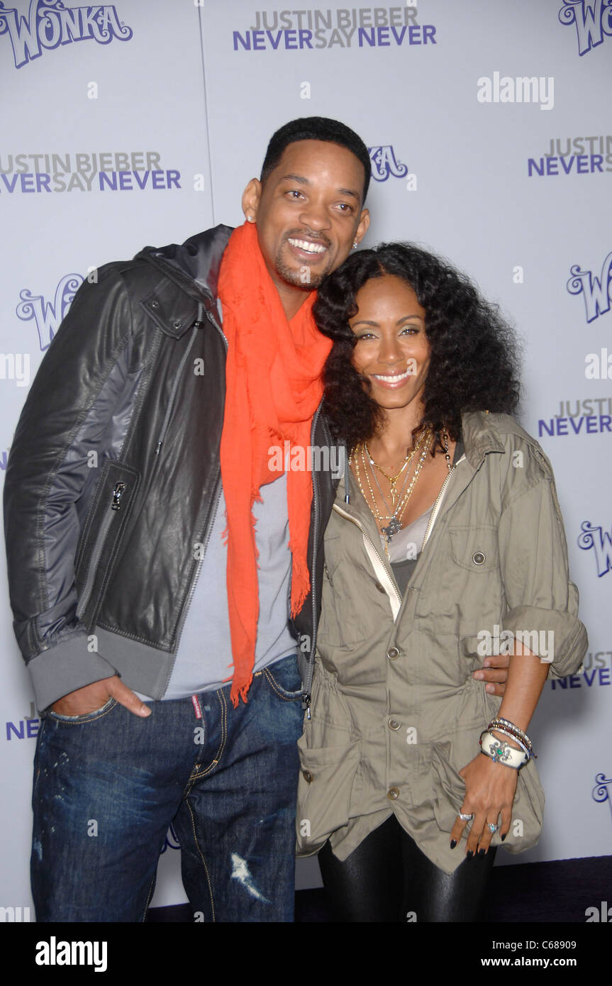 Will Smith, Jada Pinkett Smith im Ankunftsbereich für JUSTIN BIEBER: NEVER NEVER sagen Premiere, Nokia Theatre, Los Angeles, CA Februar Stockfoto