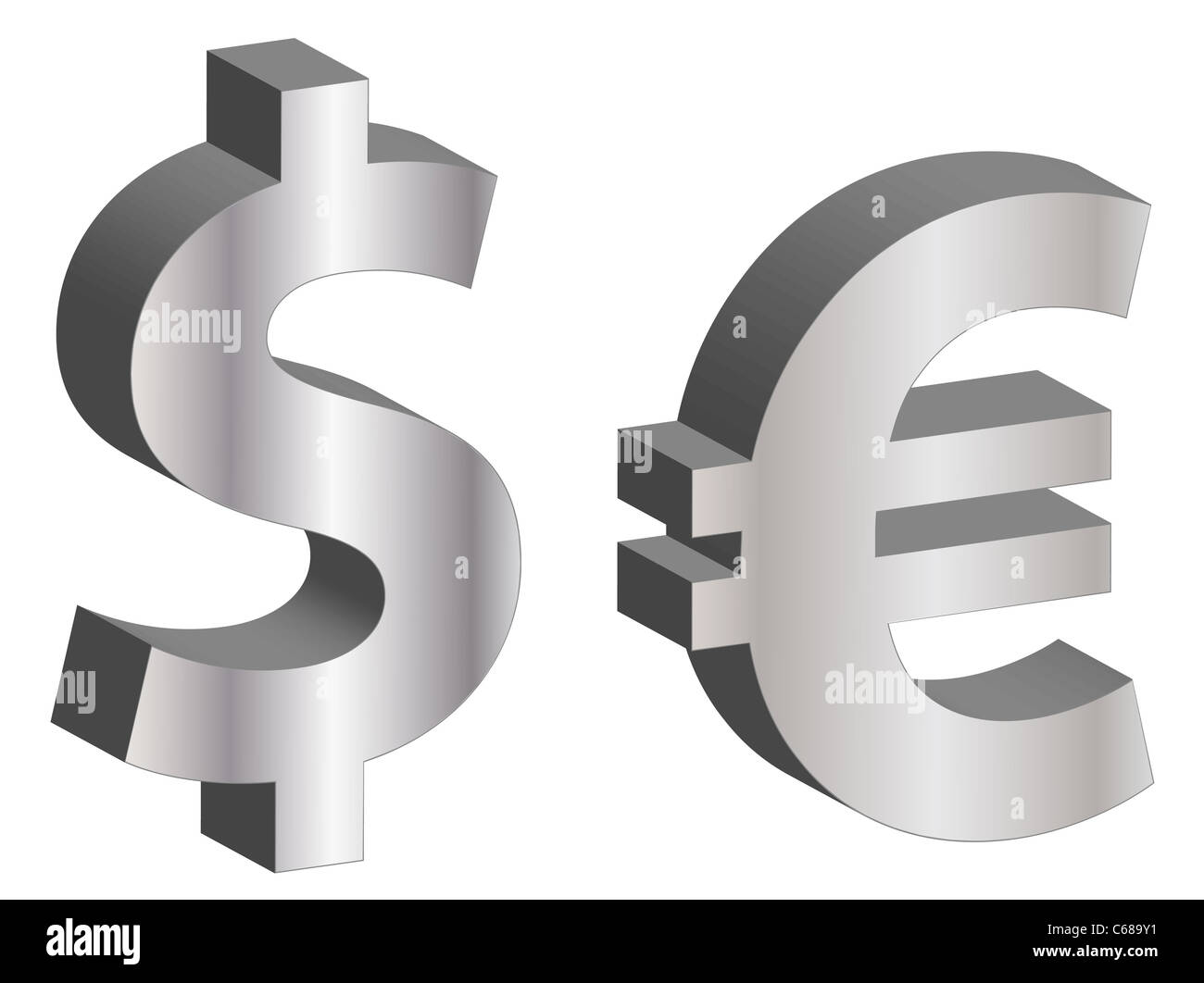 3D & EURO-Dollar-symbol Stockfoto