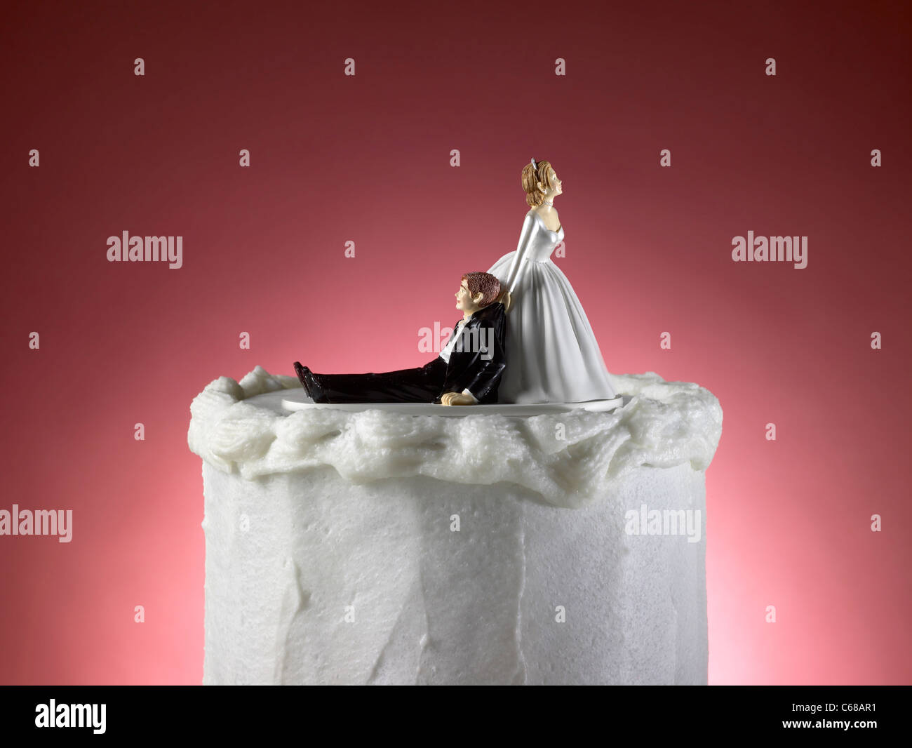 Lustige Hochzeitstorte Topper der Braut & Bräutigam Stockfoto