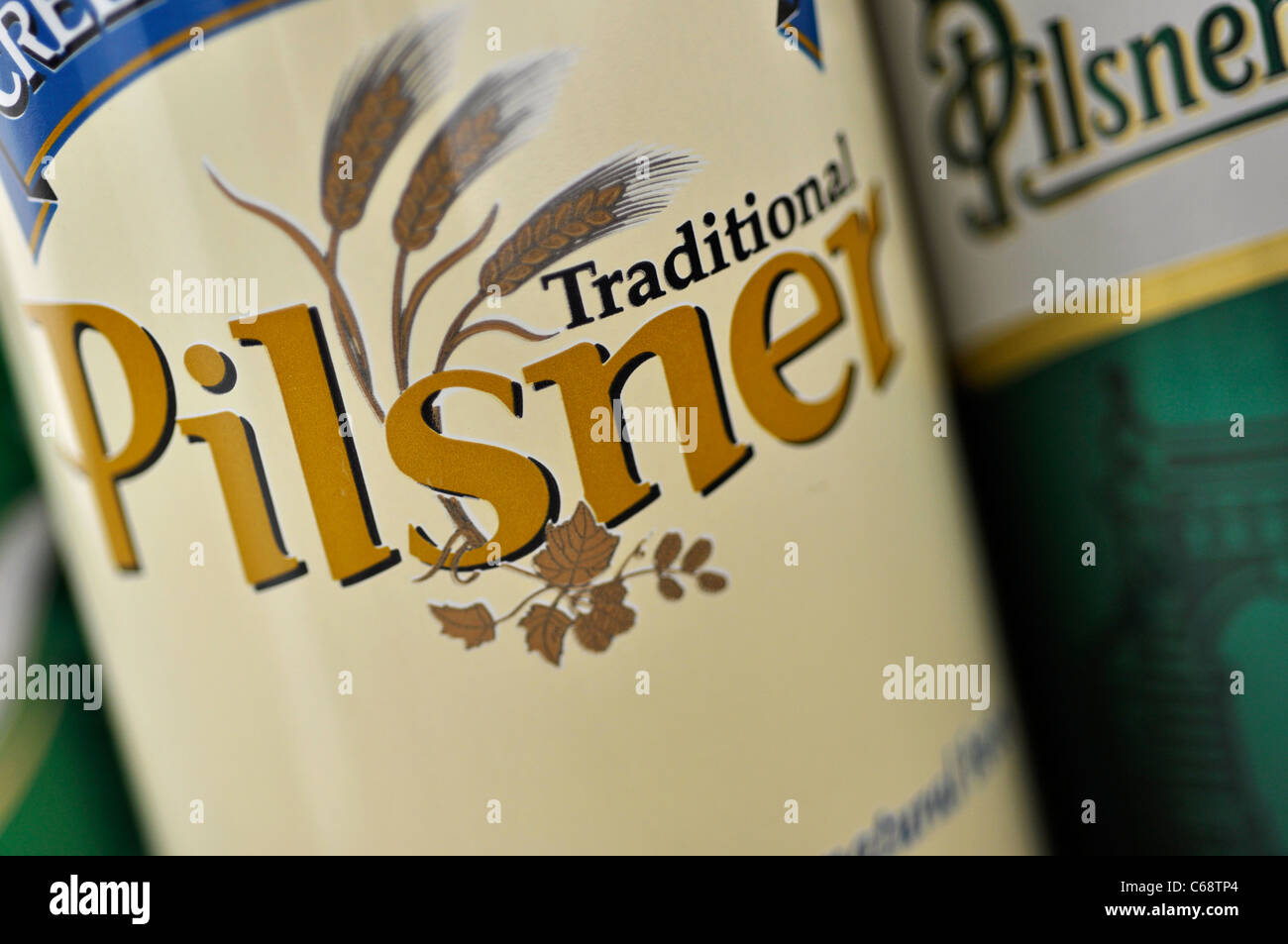 Bierdosen Closeup, traditionellen kanadischen Pilsner gebraut Stockfoto