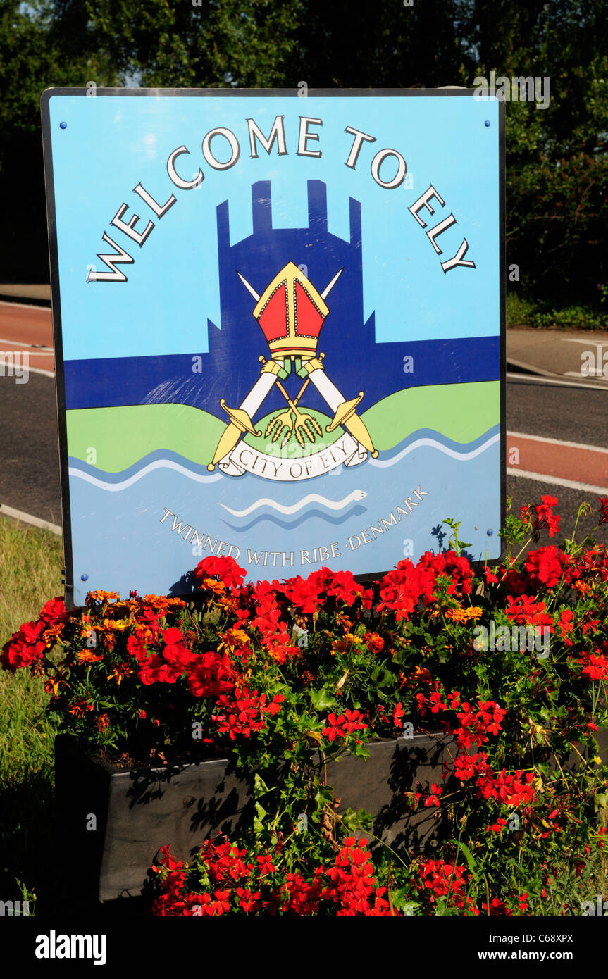Willkommen bei Ely Zeichen, Ely, Cambridgeshire, England, Vereinigtes Königreich Stockfoto