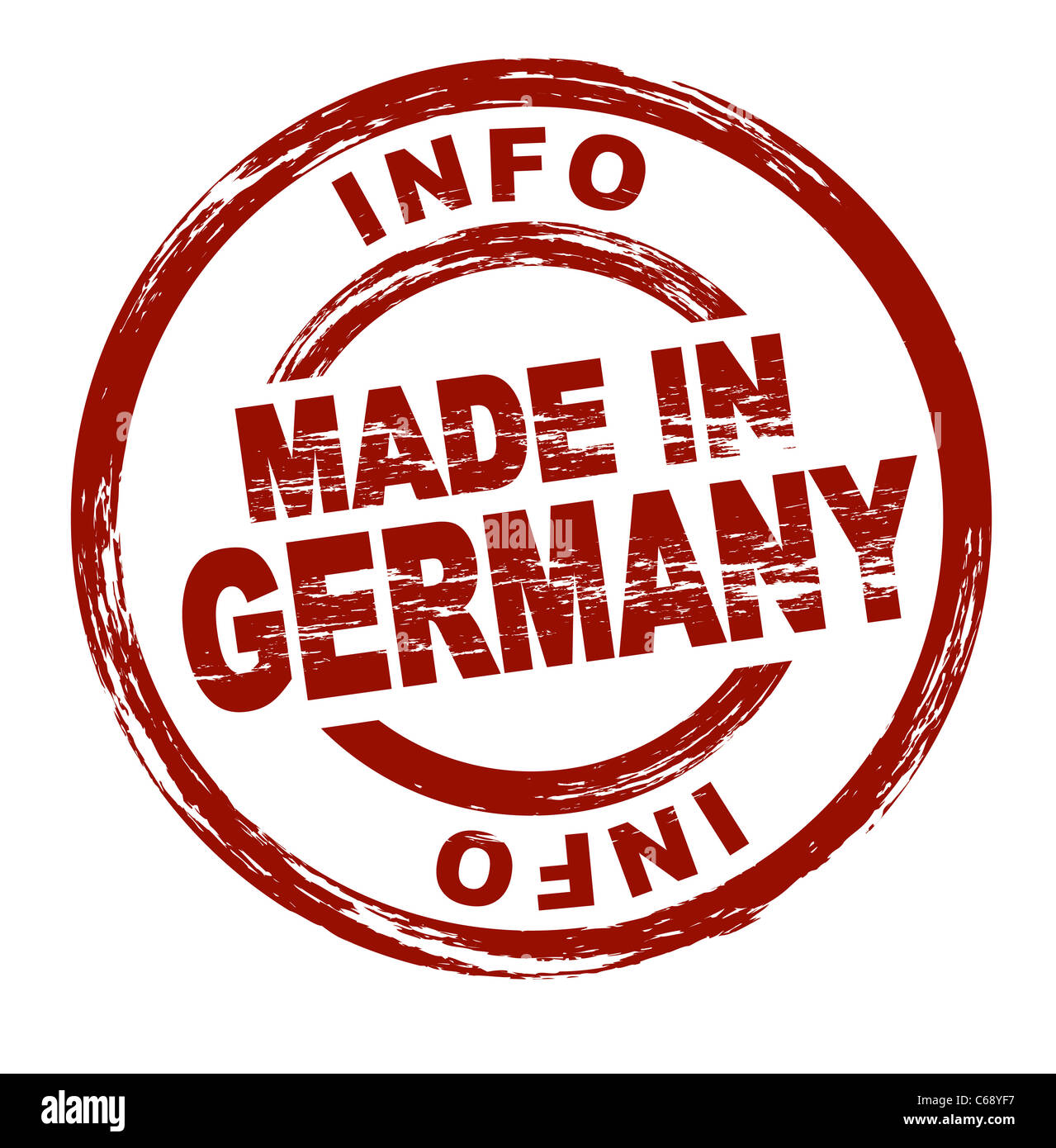 Stilisierte rote Dienststempelabdruck, des Begriffs Made in Deutschland. Alle auf weißem Hintergrund. Stockfoto