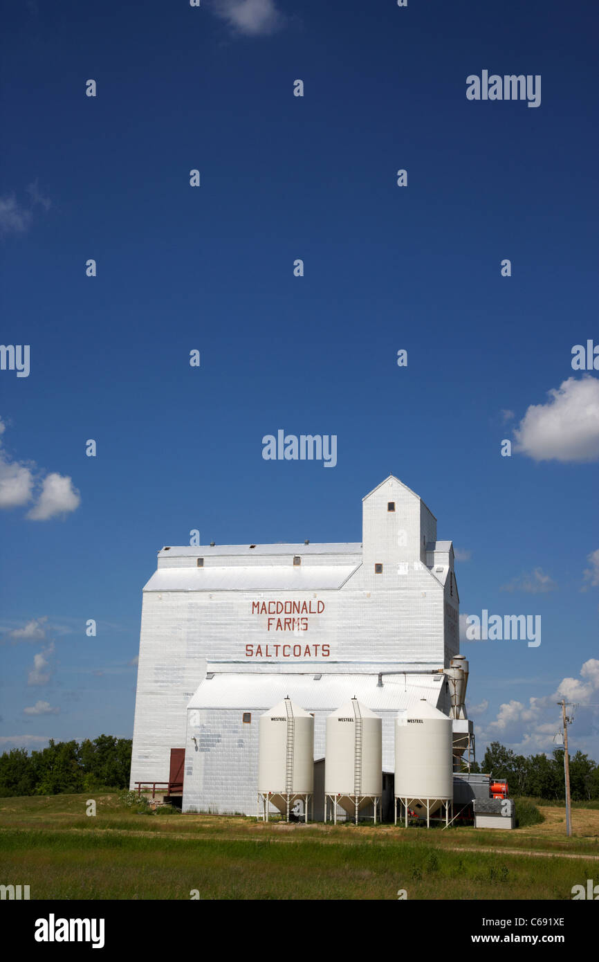 alten Stil historische hölzerne Getreidespeicher auf Macdonald Farmen Saltcoats Saskatchewan Kanada Stockfoto