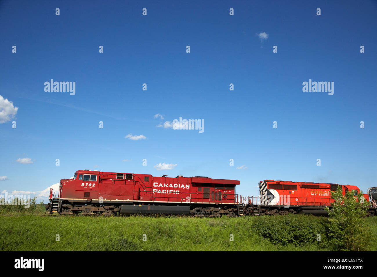 Motor der kanadischen Pazifikküste Güterzug Saskatoon Saskatchewan Kanada Stockfoto