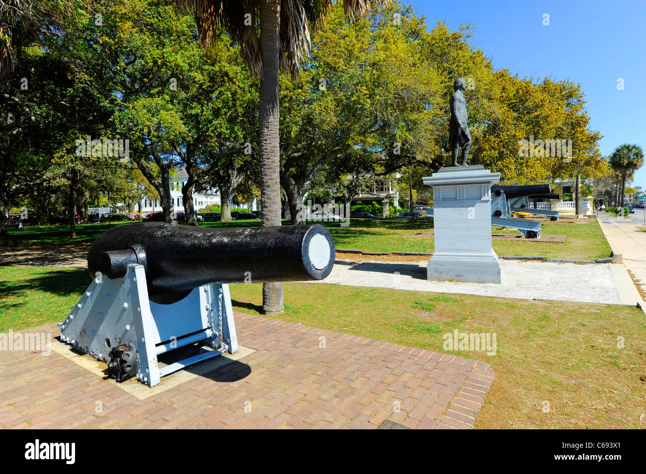 Bürgerkrieg-Kanon in Waterfront Park im historischen Charleston South Carolina-SC Stockfoto
