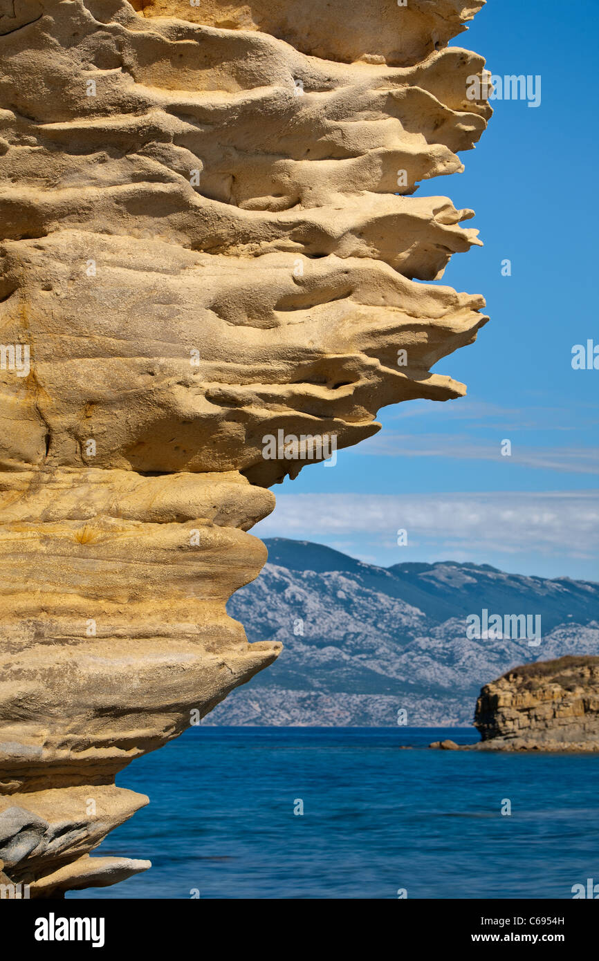 Sandsteine auf der Insel Rab, Kvarner, Kroatien Stockfoto