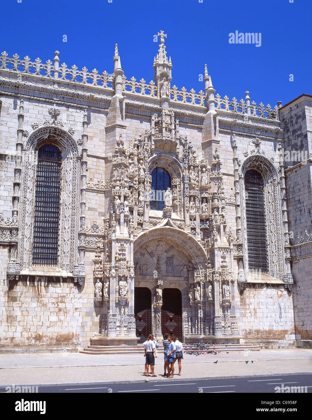 Hauptportal, Jerónimos Kloster, Belém, Lissabon, Lisboa Region, Distrikt Lissabon, Portugal Stockfoto