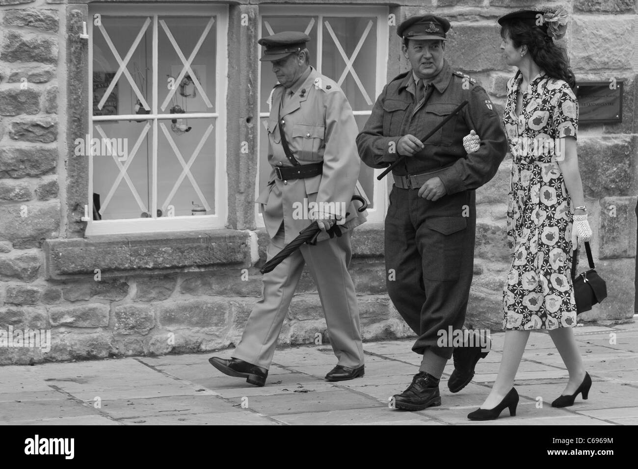 1940 s Re-enactment Wochenende an der Nationalen Tramway Museum in Crich, Derbyshire, England Stockfoto