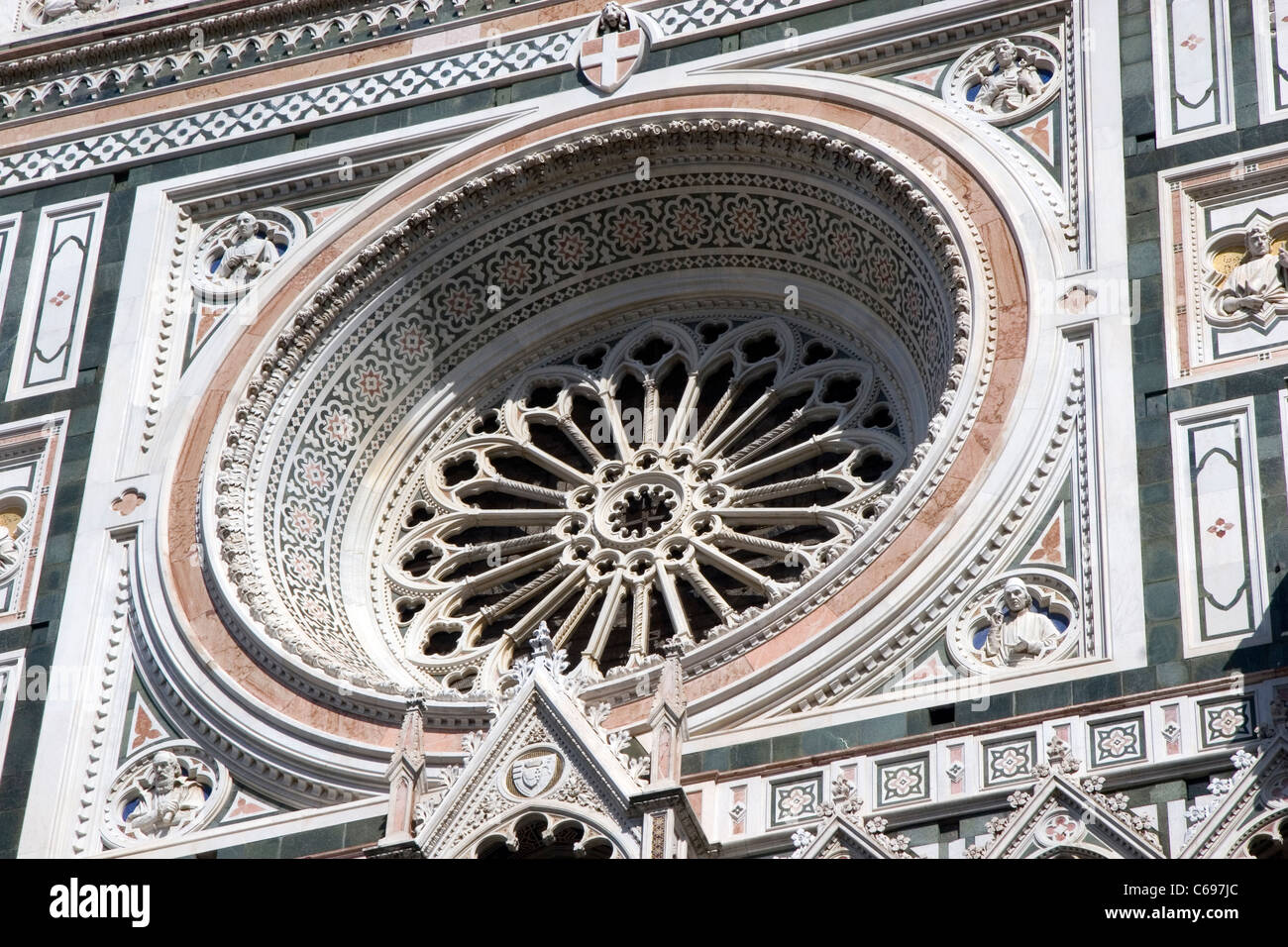 Fassade der Basilica di Santa Maria del Fiore - Dom, Florenz, Italien Stockfoto