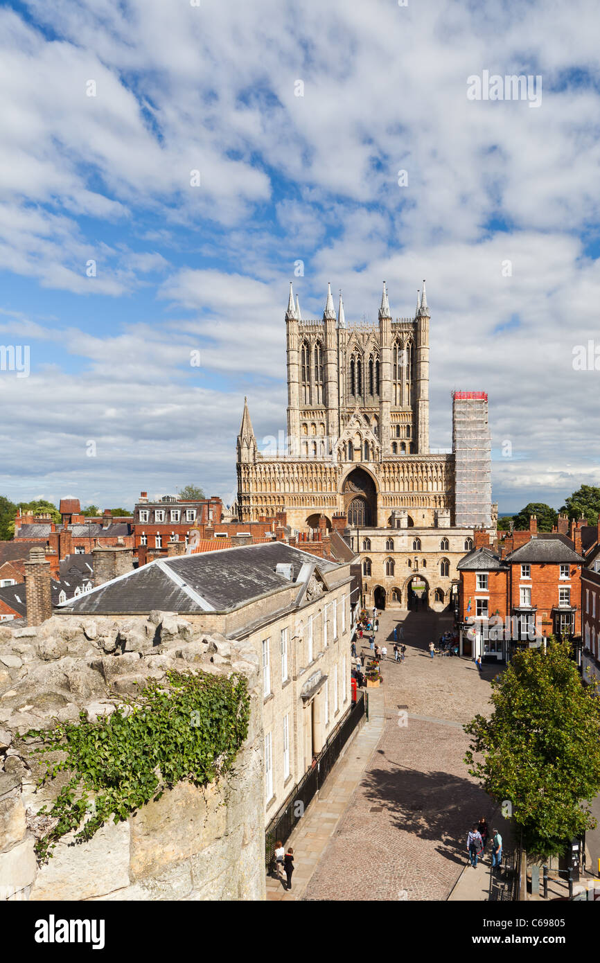 Blick über die Stadt Lincoln mit der Kathedrale von Lincoln - Lincoln, Lincolnshire, UK, Europa Stockfoto