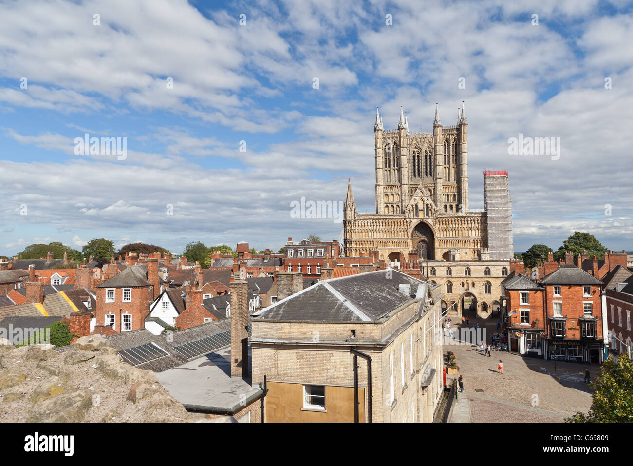 Blick über die Stadt Lincoln mit der Kathedrale von Lincoln - Lincoln, Lincolnshire, UK, Europa Stockfoto