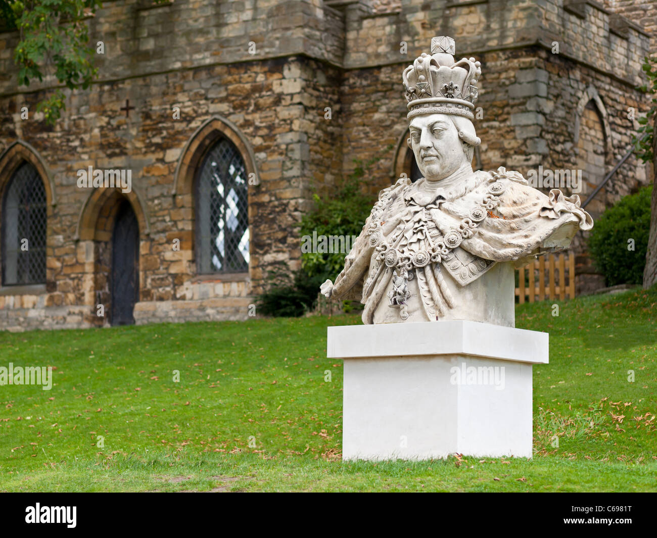 Büste von König Georg III. im Lincoln schloss - Lincoln, Lincolnshire, UK, Europa Stockfoto