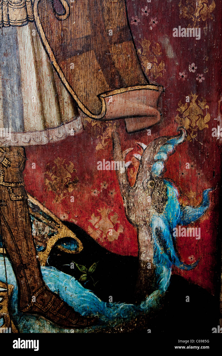 St Helens Kirche Ranworth mittelalterliche Lettner Malerei St George & Drachen, UK Stockfoto