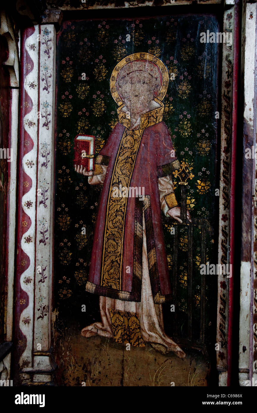 St Helens Kirche Ranworth mittelalterliche Lettner Gemälde, UK Stockfoto
