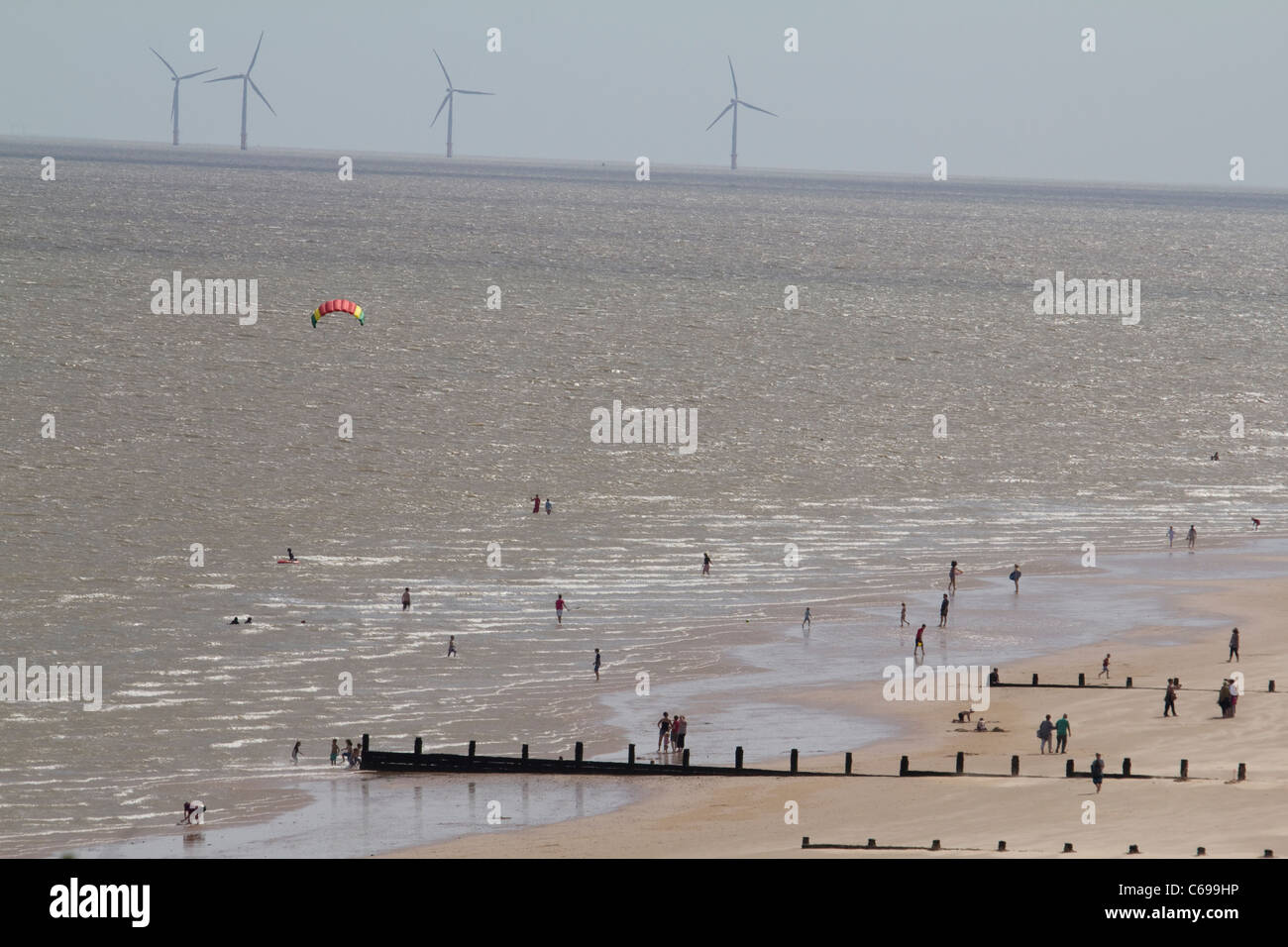 Frinton Essex Gunfleet Sands national Grid Windkraftanlagen in der Nordsee Stockfoto
